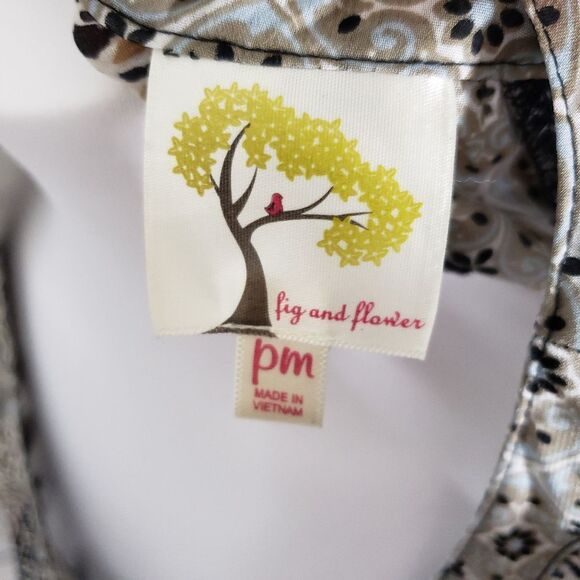 Fig & Flower semisheer top peasant sleeve boho PM - Picture 6 of 6